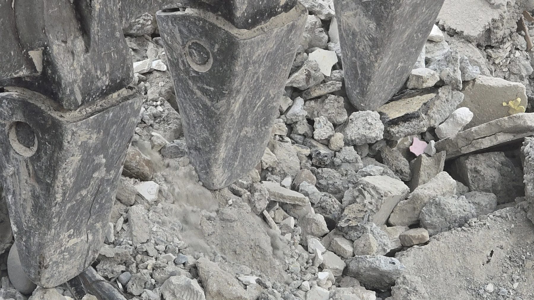 Rubble of the collapsed building