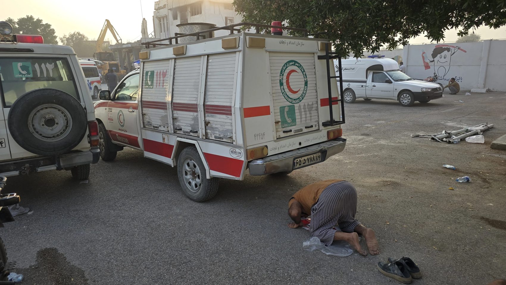 An ambulance at the scene